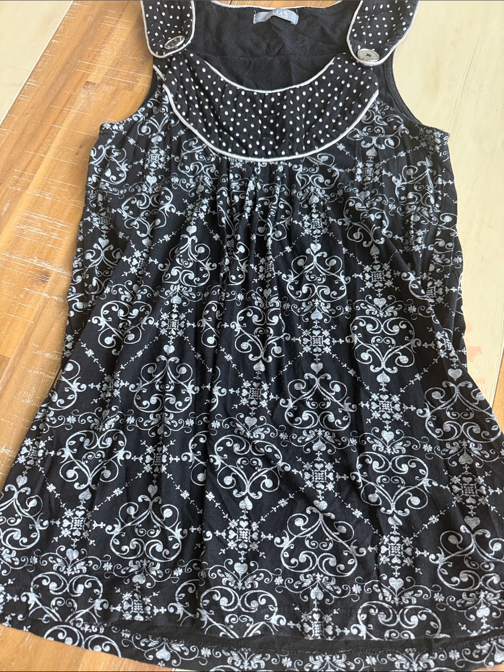 dELiA*s Black Printed Ruffle-Yoke Tank Top - Picture 3 of 4